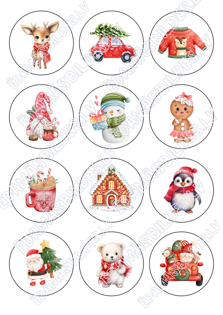 Chocolate Transfer Sheets "Ziemassvētki Nr 4", aplīši 6 cm